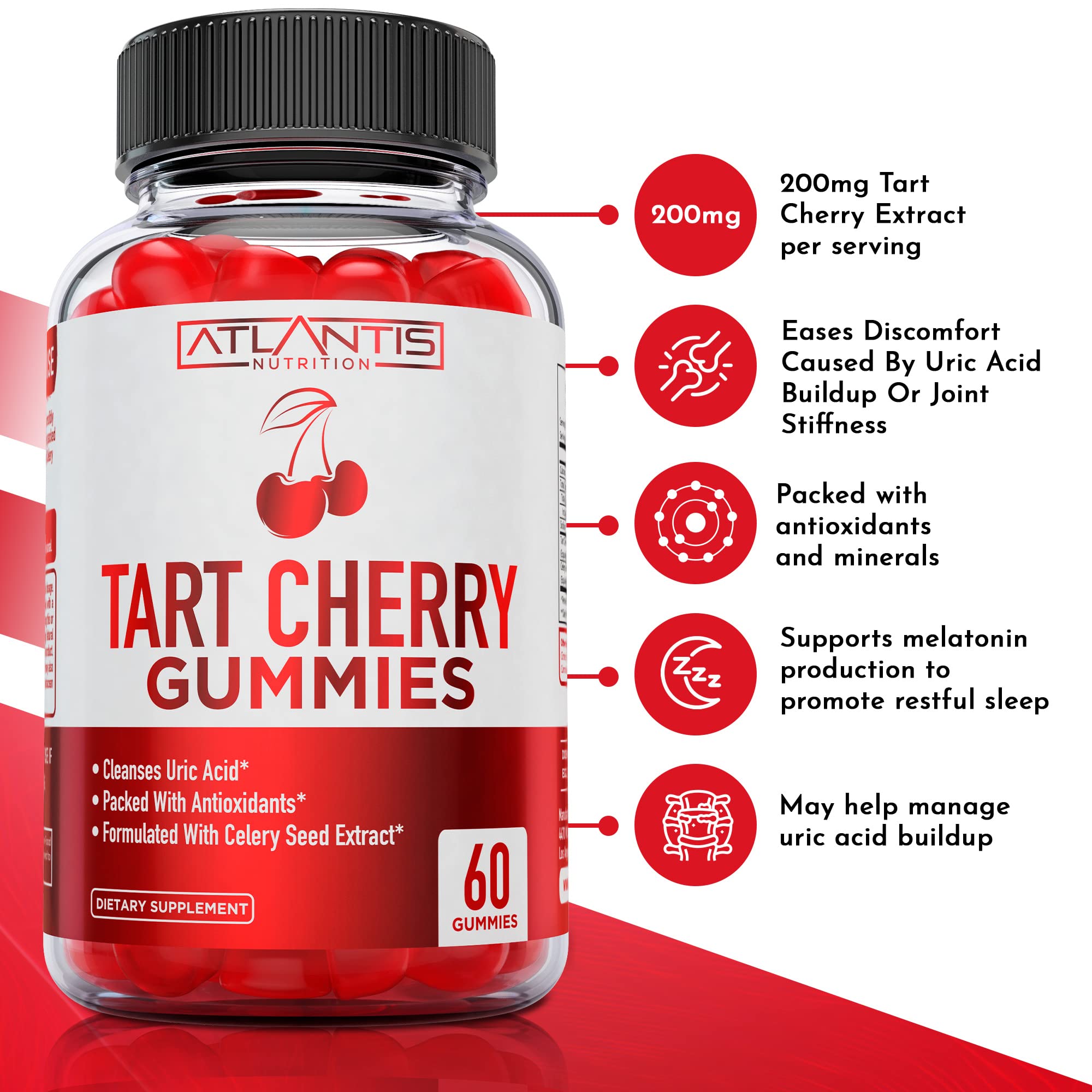 Gummies with water glass suggesting easy daily intake from Atlantis Nutrition.