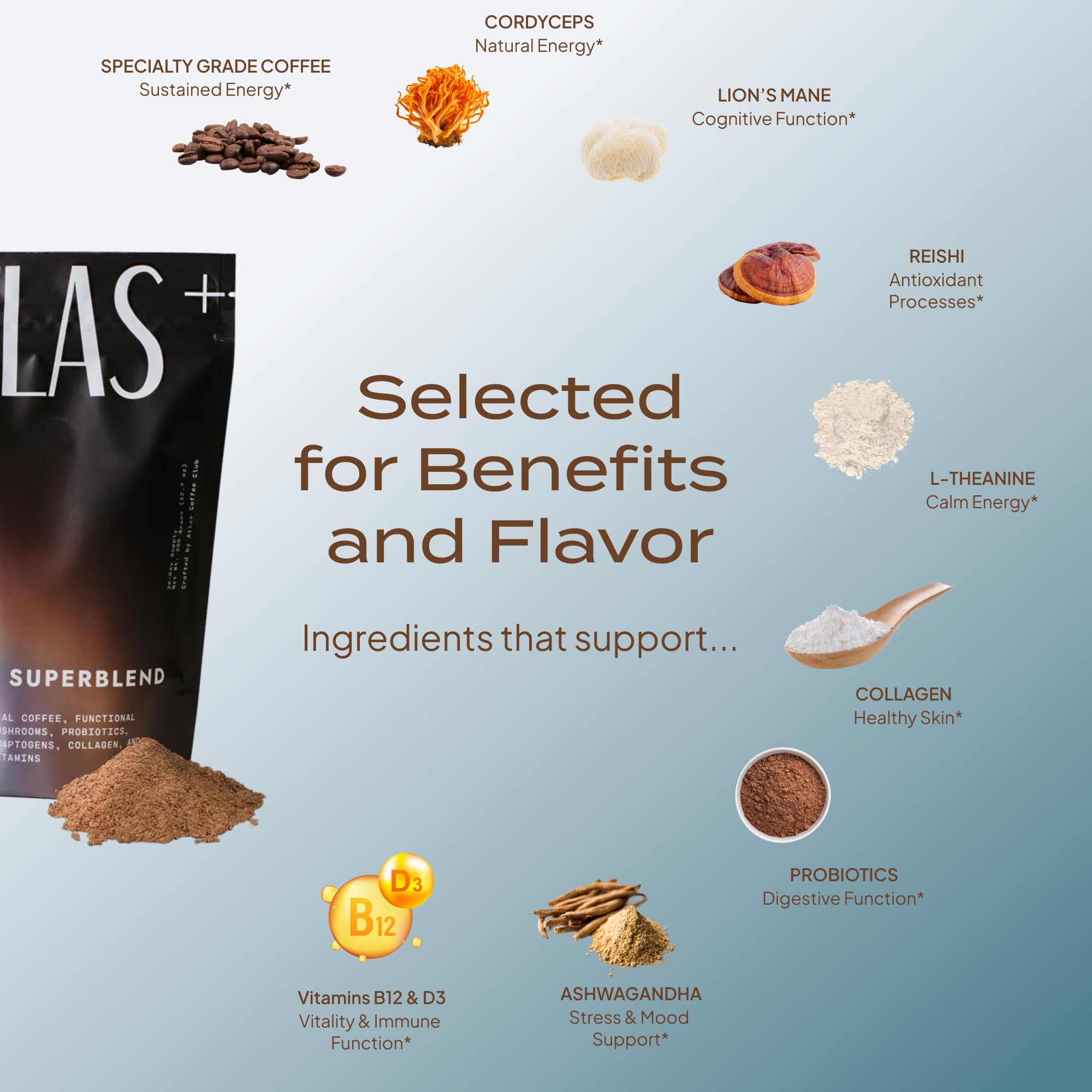 Steaming mug of Atlas Coffee Club Superblend ready to drink for focus