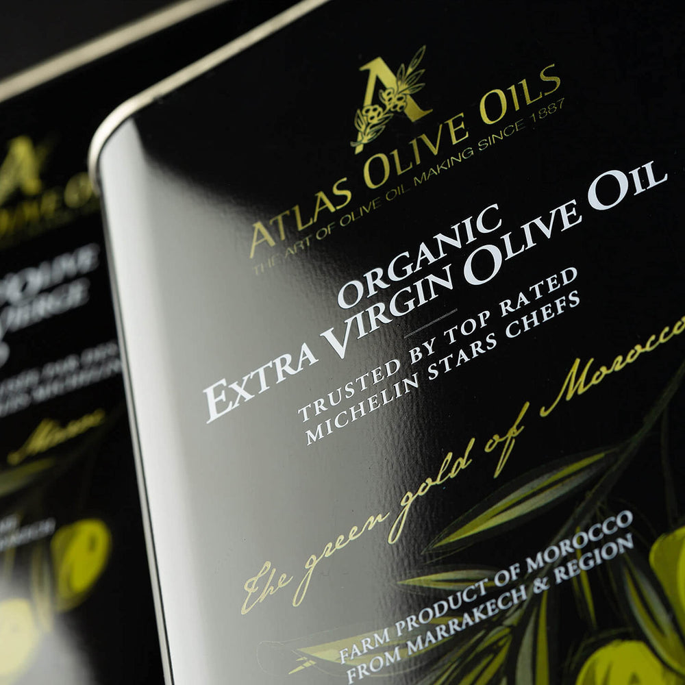 Atlas EVOO stored in pantry, ready for tastings.