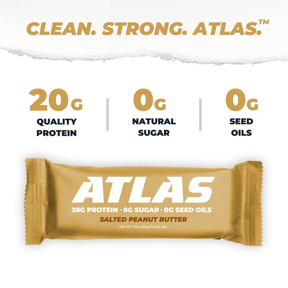 Atlas Real Food Protein Bar dense bite texture closeup