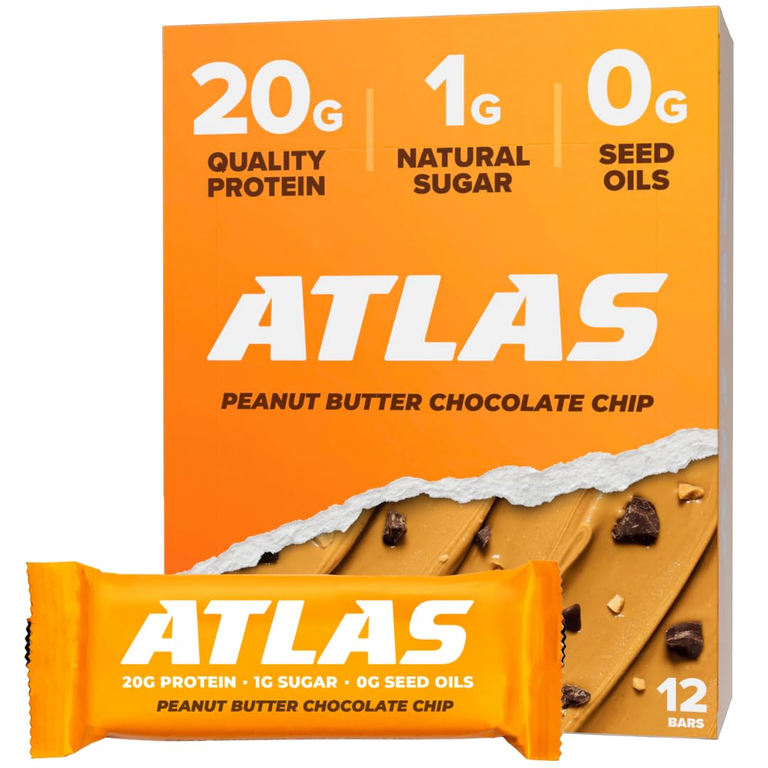 Atlas Real Food Protein Bar pack shows clean, high-protein snack for on-the-go nutrition.
