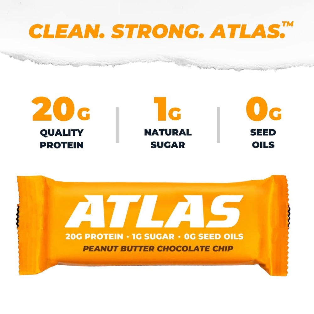 Atlas Real Food Protein Bar texture closeup featuring dense peanut butter flavor.