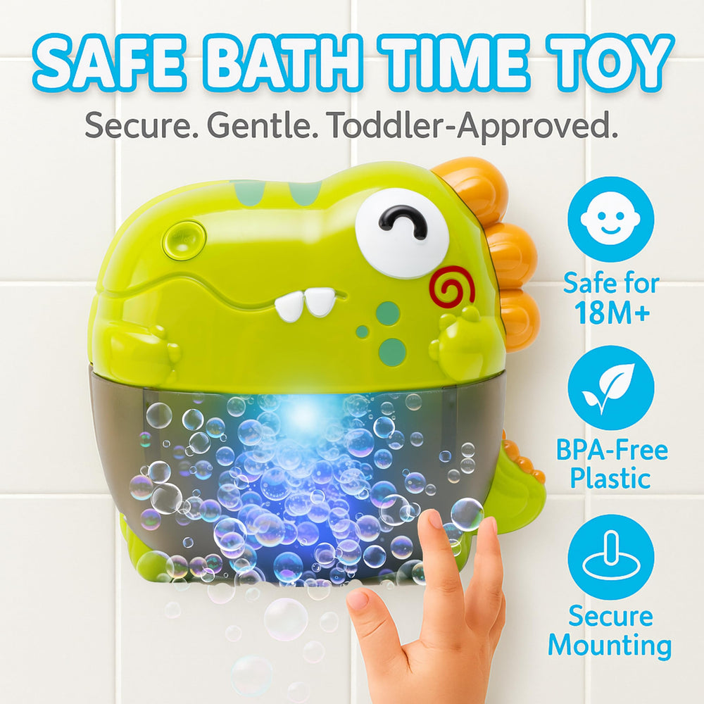 Atlasonix bubble-bath-machine-lights-music demonstrates BPA-free plastic for safe play.