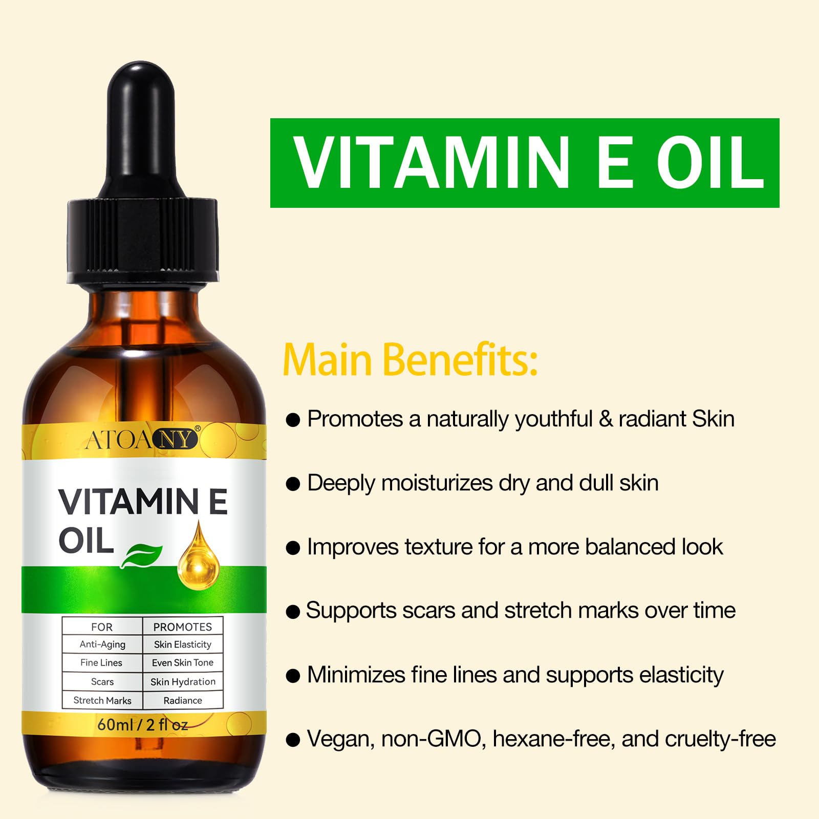 ATOANY Vitamin E Oil dropper bottle for precise daily dosage