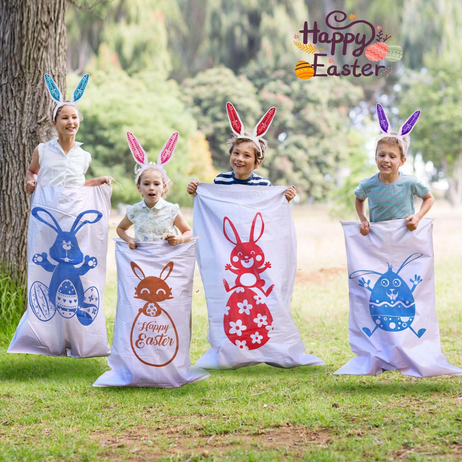 Atonofun Easter toss banner with bean bags for party fun