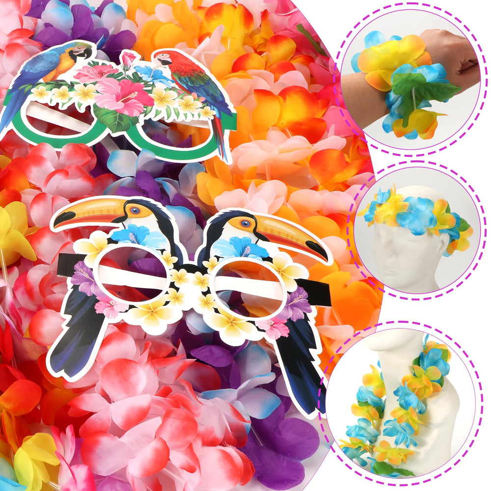 Atonofun Hawaiian flower headbands brighten tropical party looks.