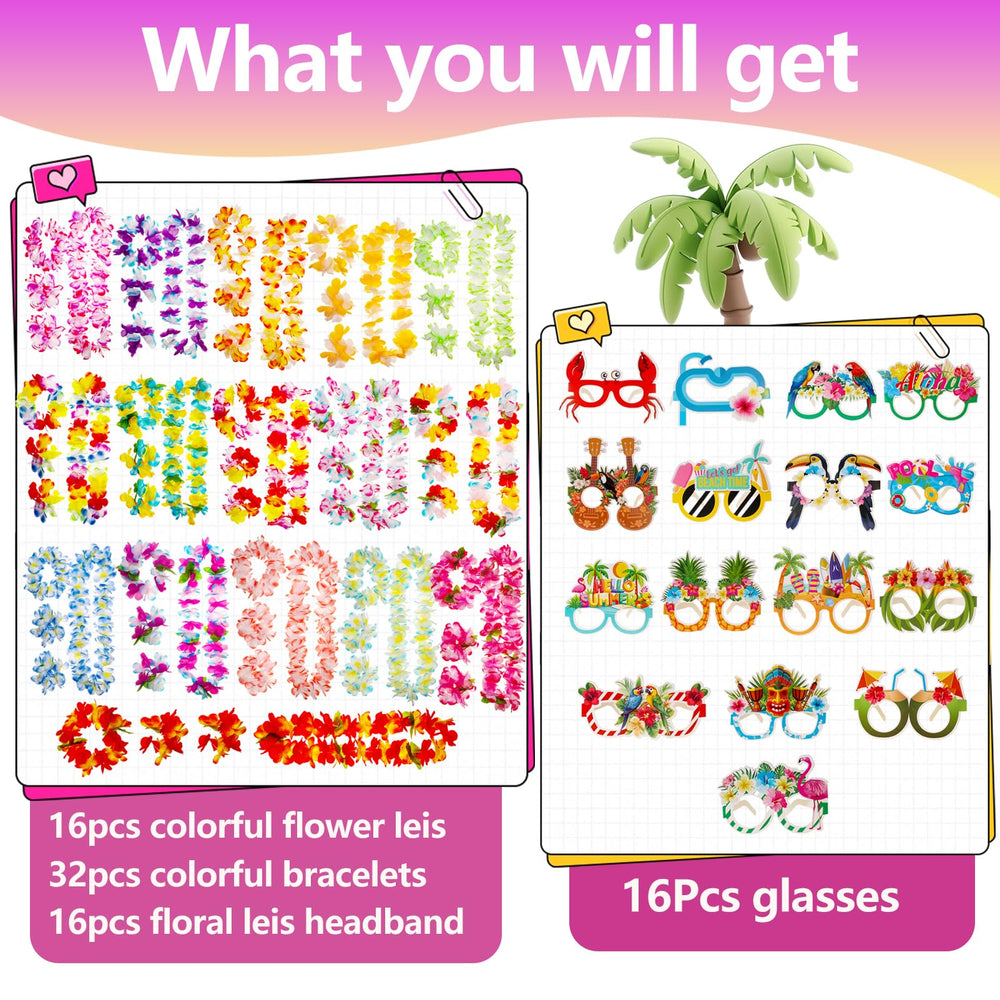 Atonofun luau paper glasses in bright colors ideal for festive photos.