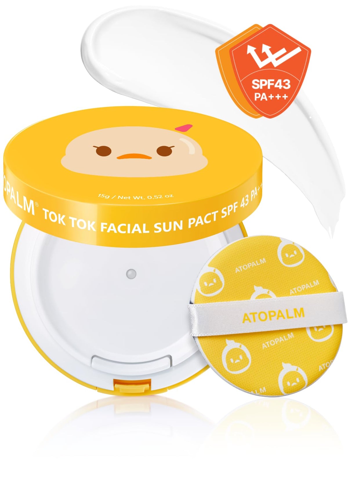 ATOPALM Tok Tok Sun Pact packaging front in bright colors for quick outdoor protection.