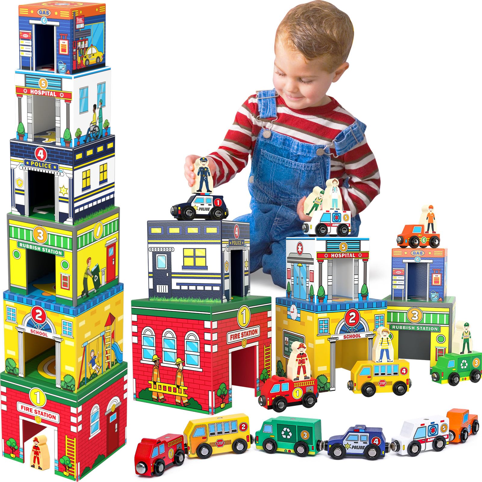 Atoylink school bus magnet toy supports collaborative storytelling and spatial awareness.