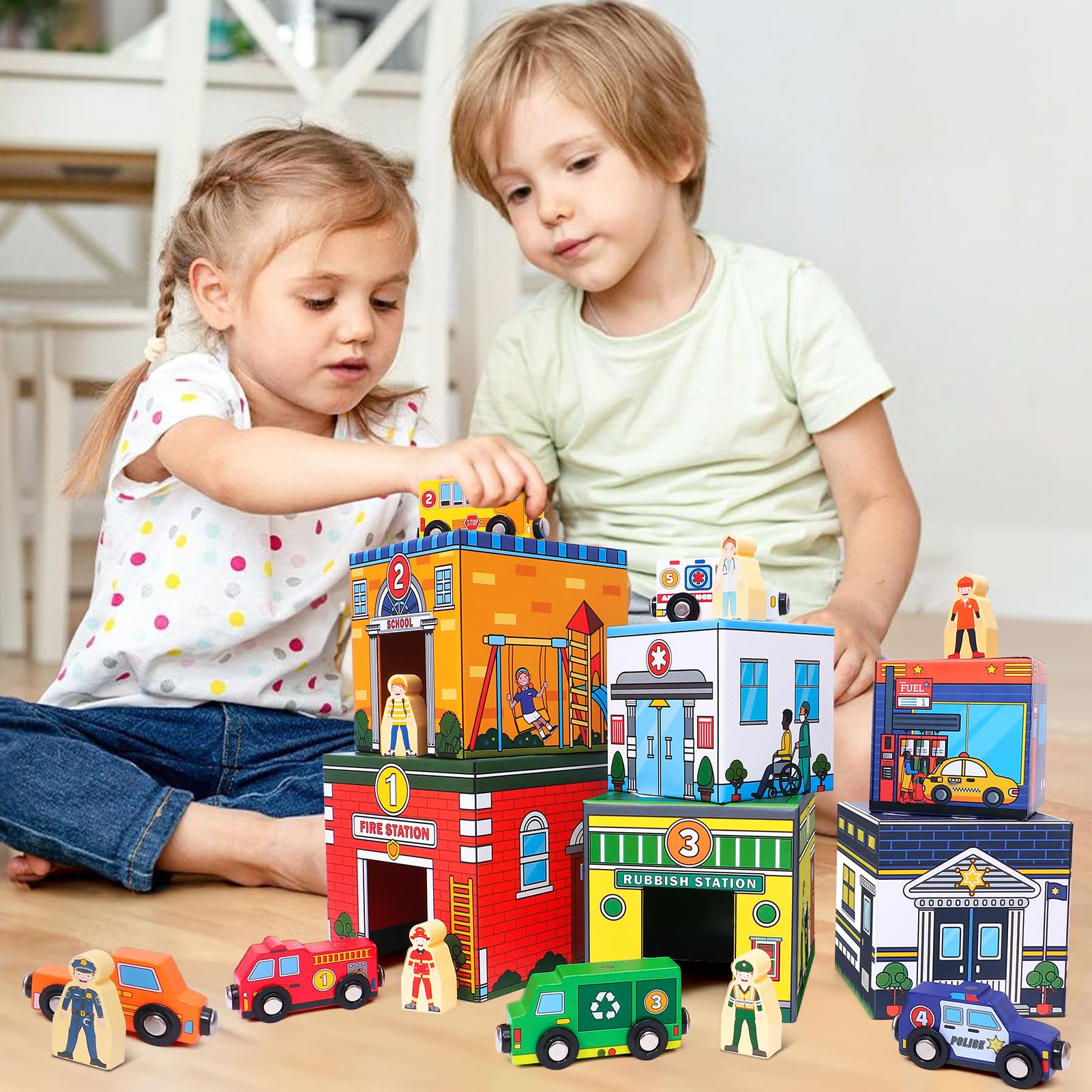Atoylink tow truck magnet car fosters building sequences and cooperative play.