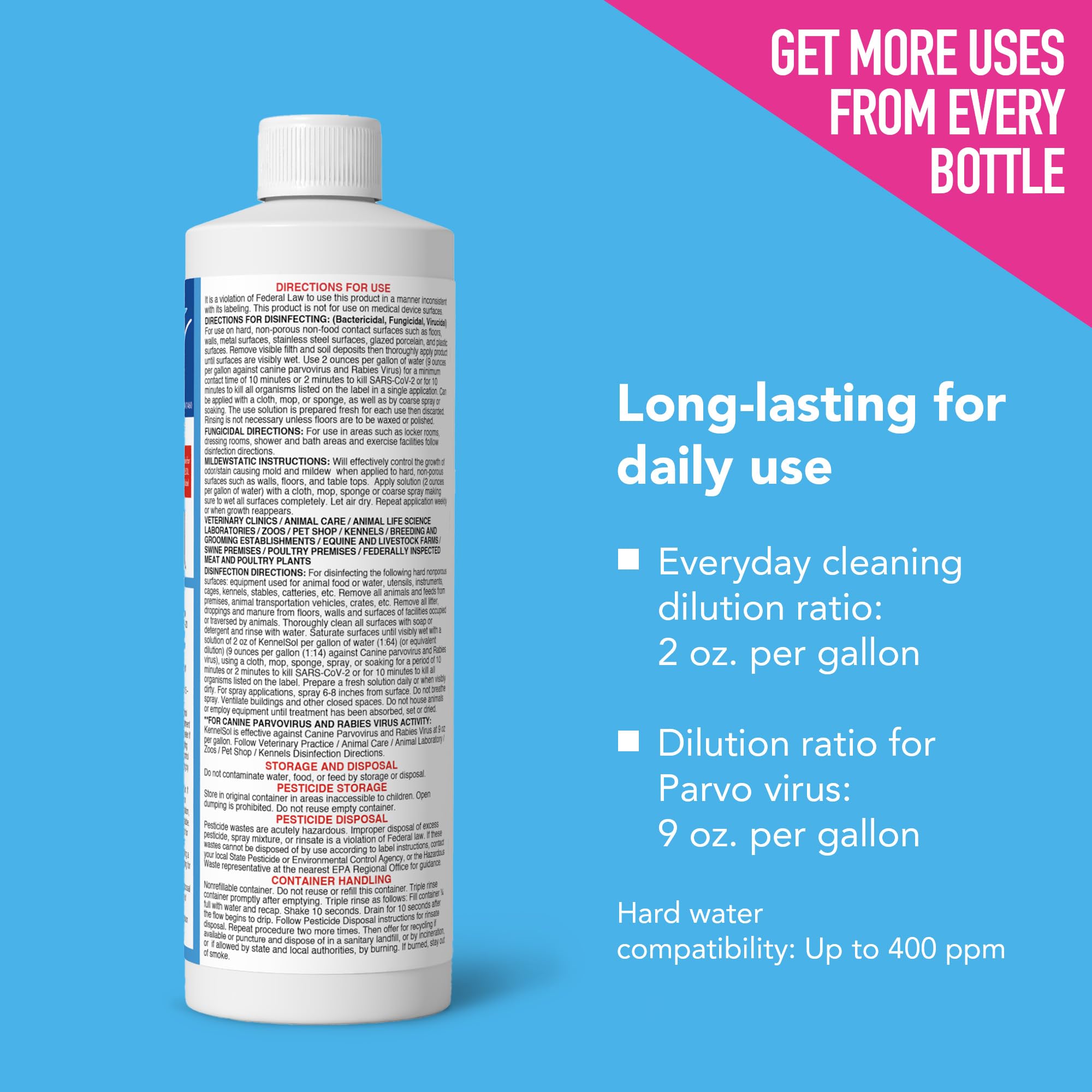 ATP KennelSol no rinse required for daily kennel cleaning.