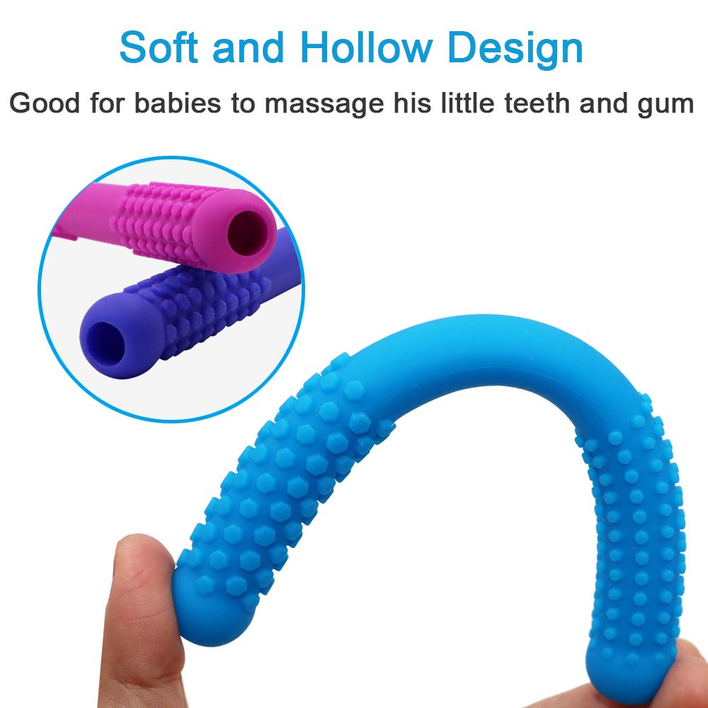 Atsky hollow design teether massaging gums during teething sessions