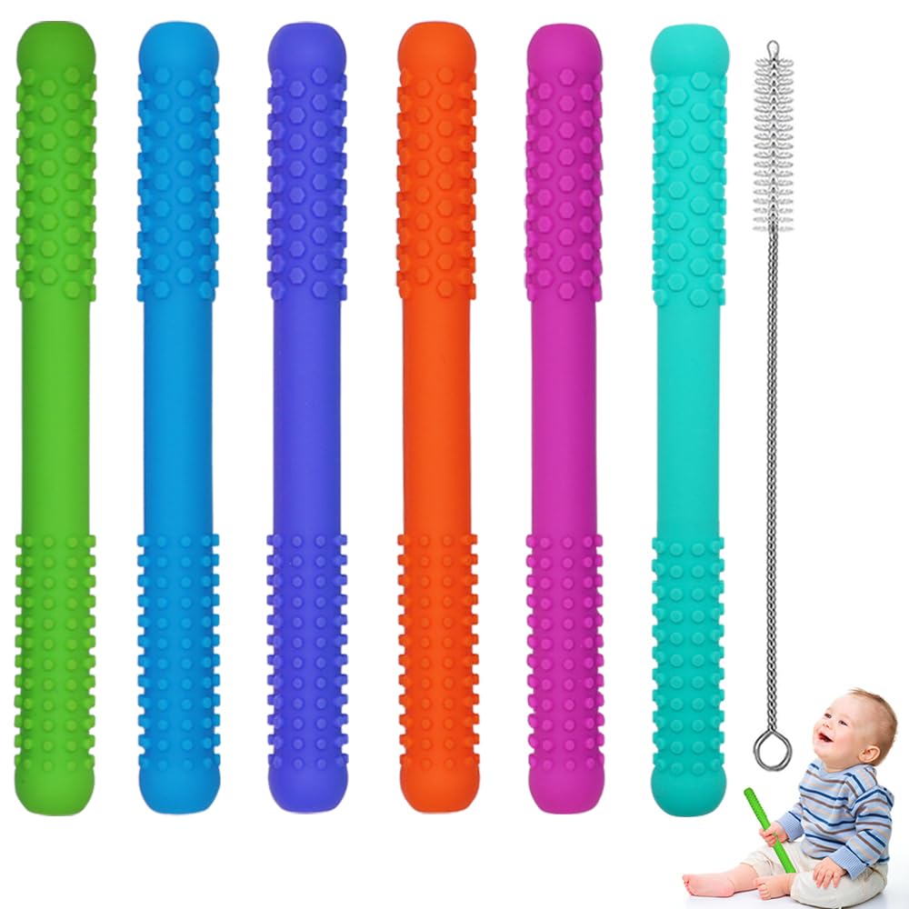 Atsky hollow teether tube Style A in soft silicone for gentle gum relief