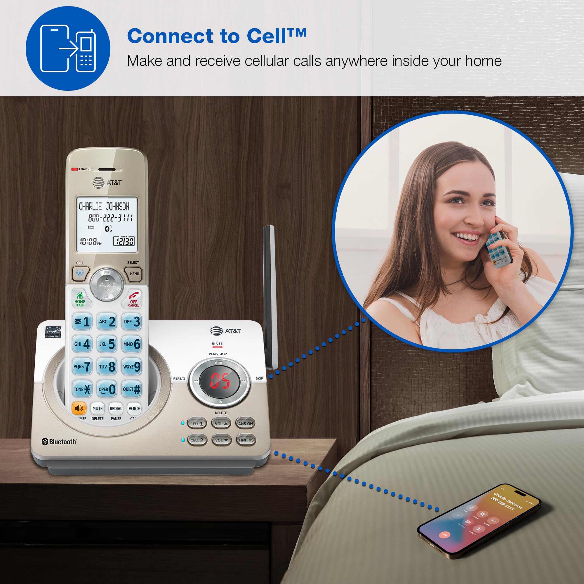 AT&T DL72419 digital answering system captures missed calls