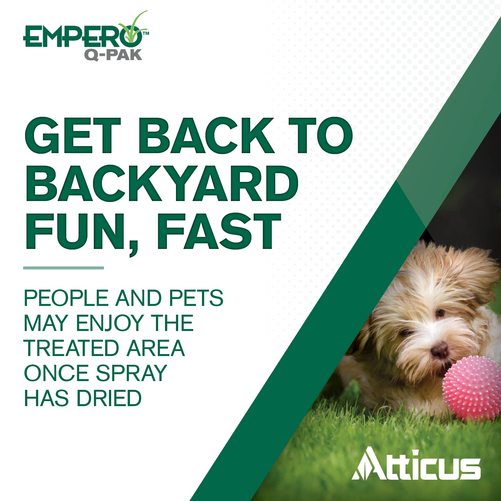 Atticus Empero Q-Pak pre-measured packet highlights quick sprayer prep.