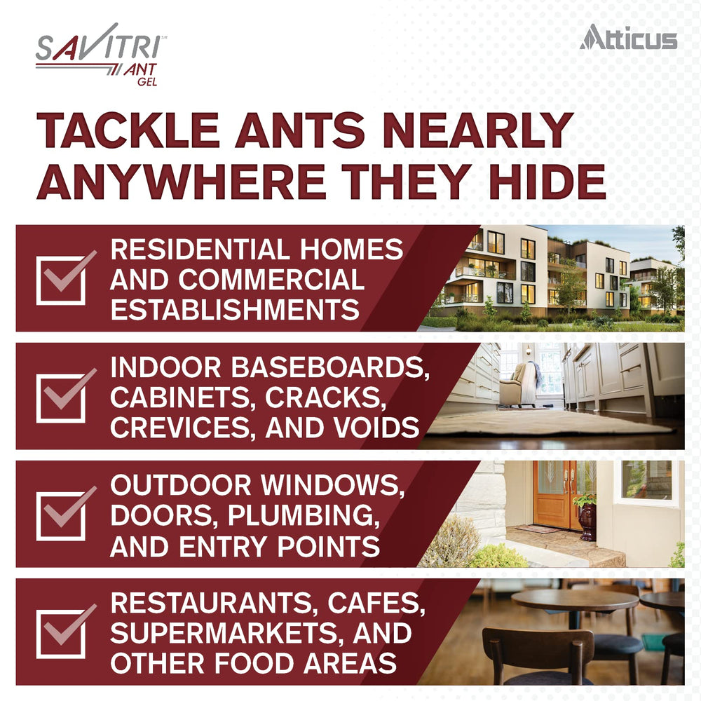 Atticus Savitri ant gel at outdoor entry points for exterior control