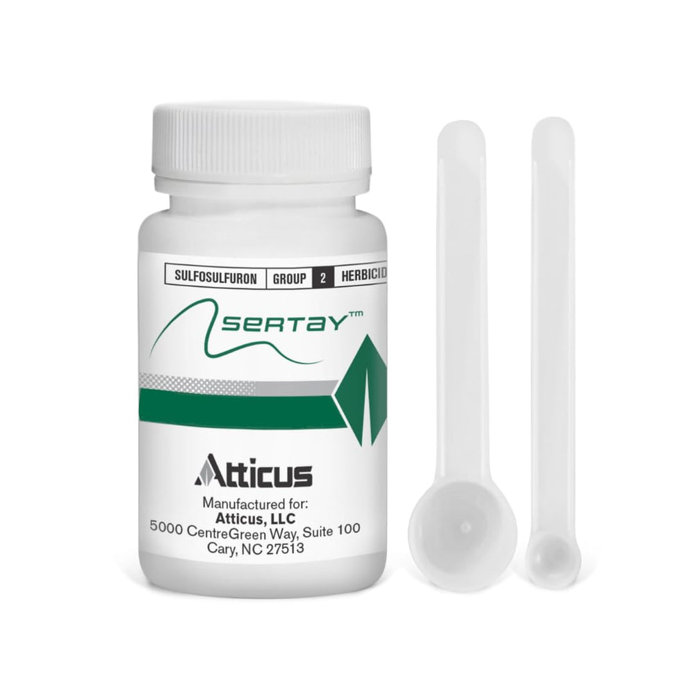 Atticus Sertay bottle closeup shows weed-killing power for southern lawns