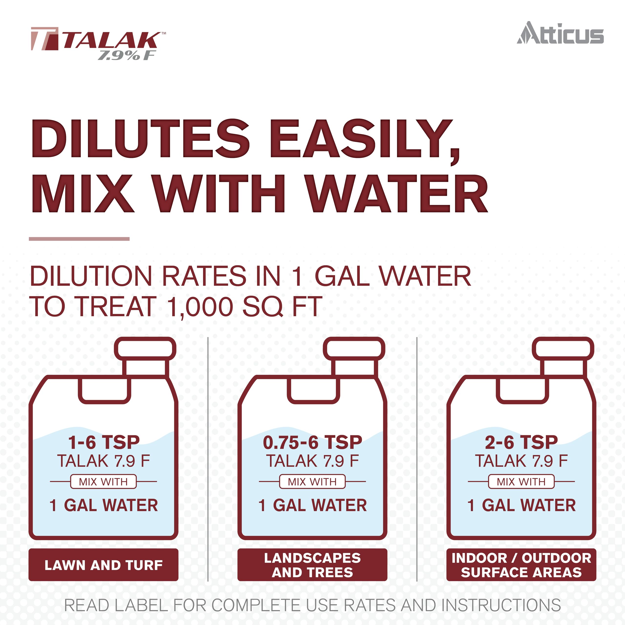 Atticus Talak 7.9 F lawn and landscape use to deter pests.