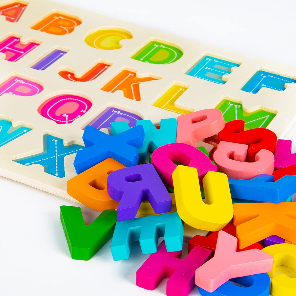 Attmu letters with bright colors attract toddlers and aid recognition.
