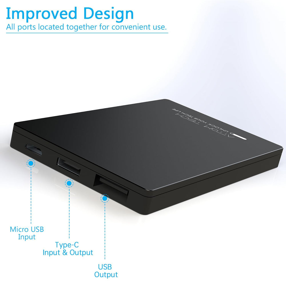 Attom Tech emergency power backup for everyday smartphone use.