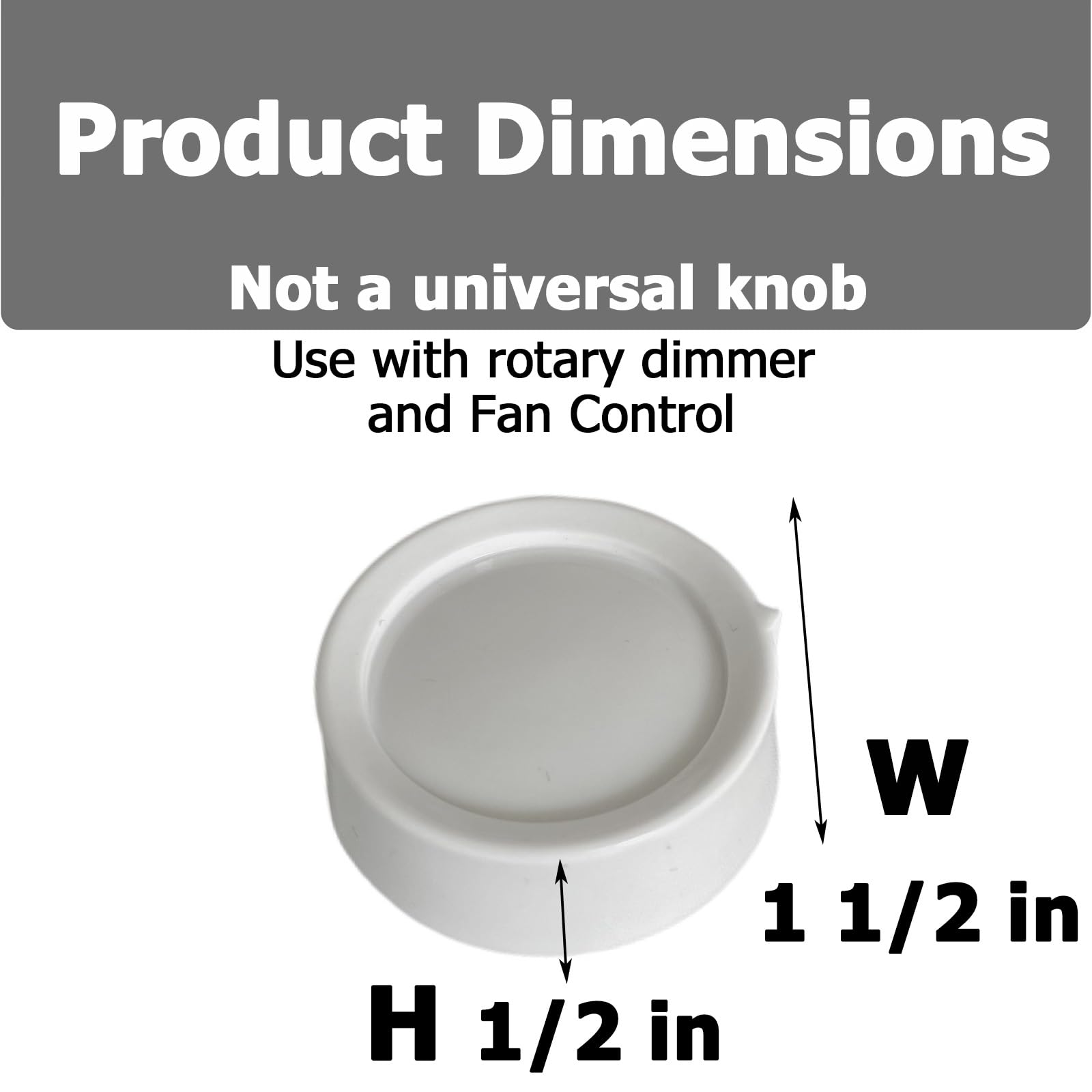 White finish Auaurly RK-WH dimmer knob designed to blend with décor.
