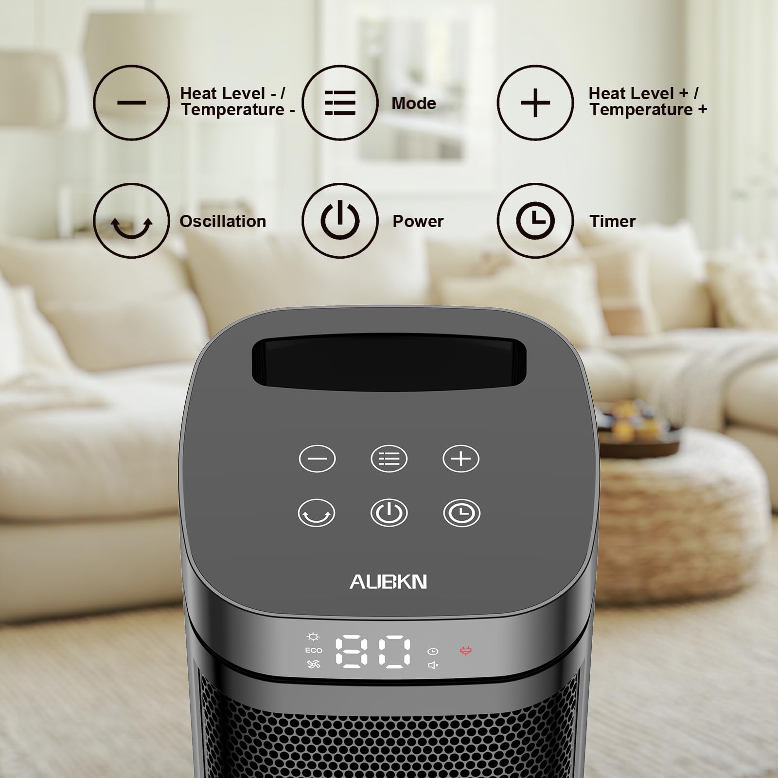 AUBKN portable space heater remote control for easy adjustments