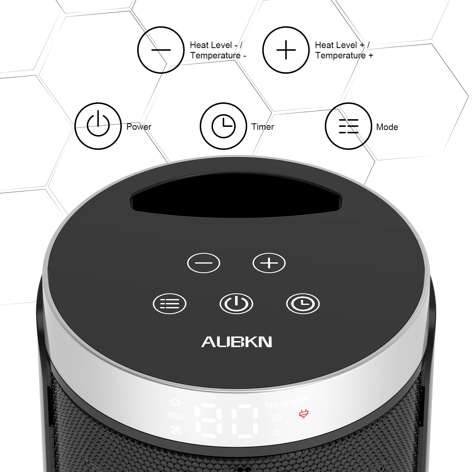AUBKN space heater remote-control enables convenient adjustments.