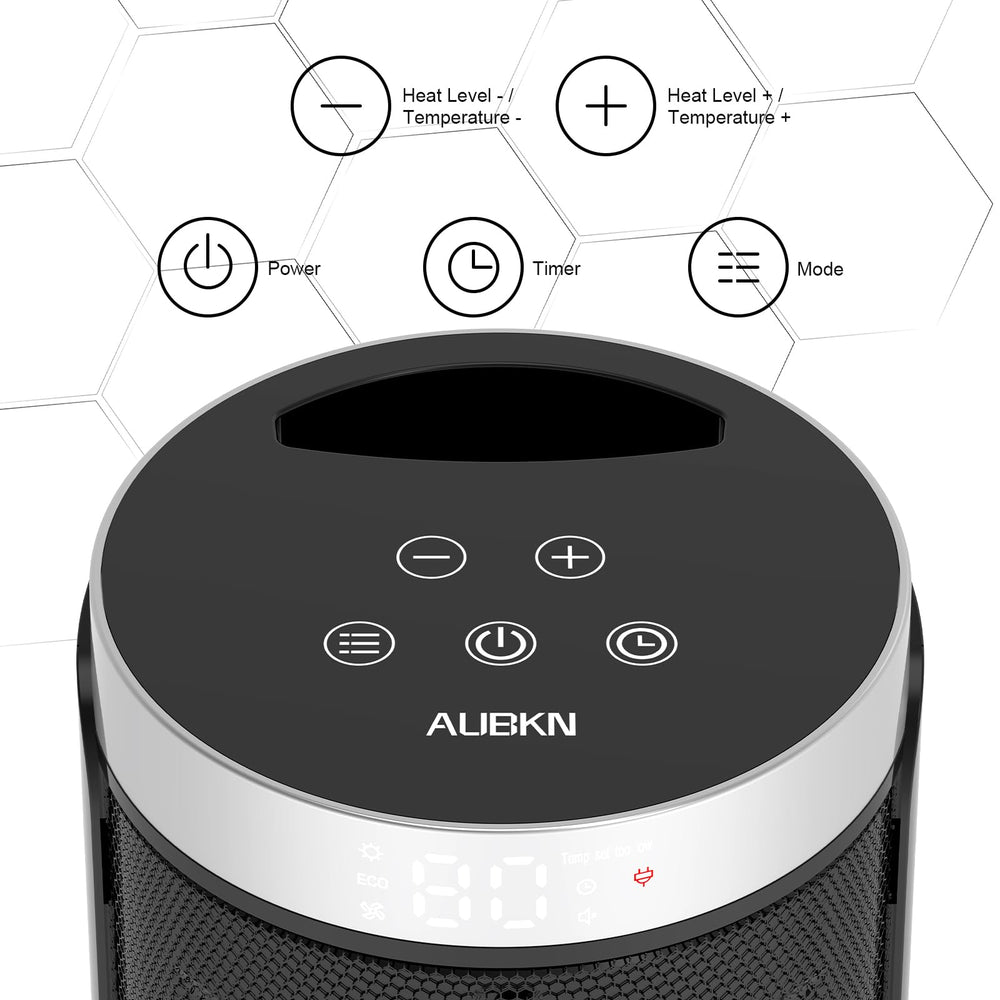 AUBKN space heater remote-control enables convenient adjustments.