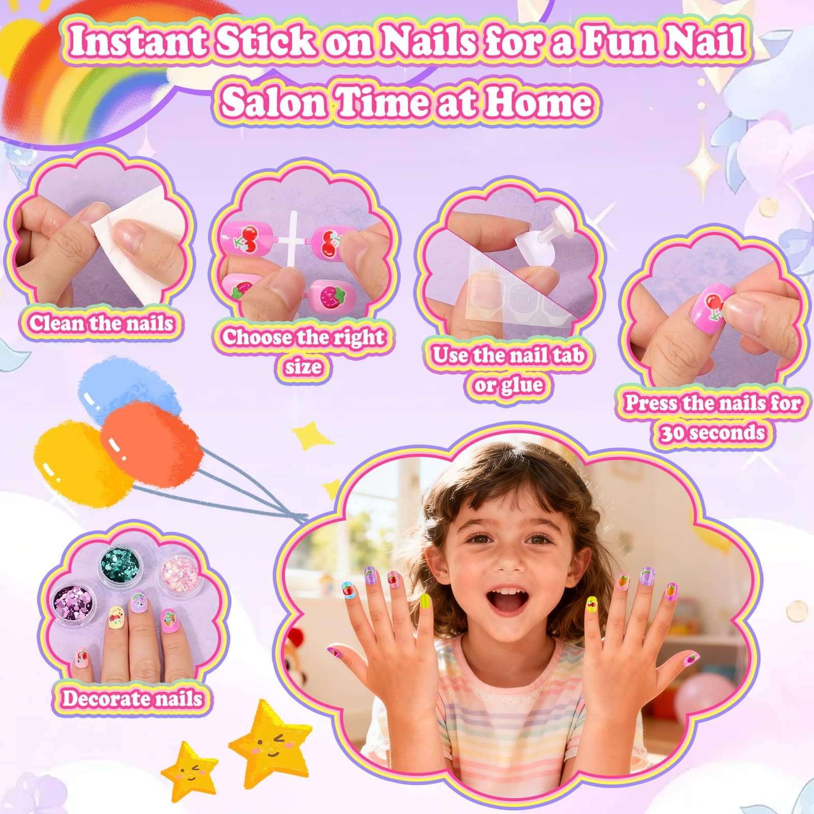 Audab mini press-on nails with 200+ designs for mix-and-match fun.