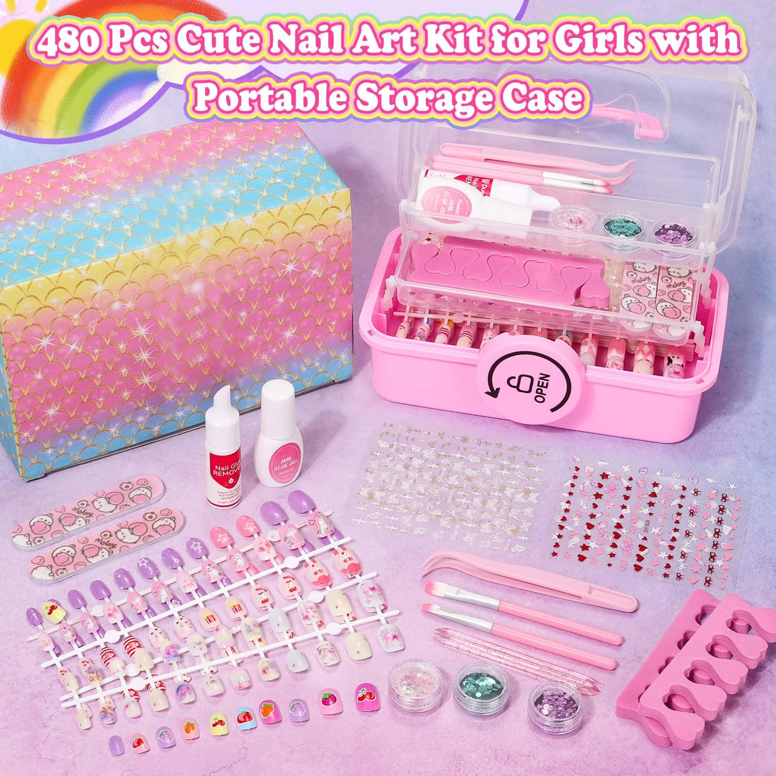 Audab nail glue and remover close-up showing child-safe design.