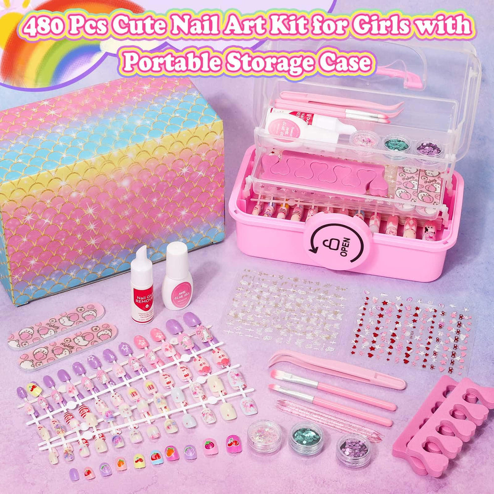 Audab nail glue and remover close-up showing child-safe design.
