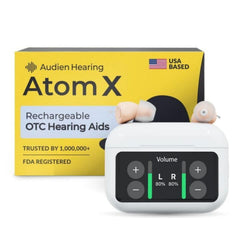 Audien Atom X touchscreen control for effortless volume and mode changes.