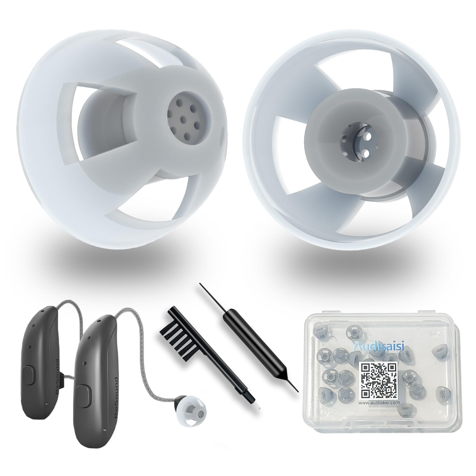 Audisaisi GN-Resound open dome 8mm provides natural sound with vented design for clearer conversations.