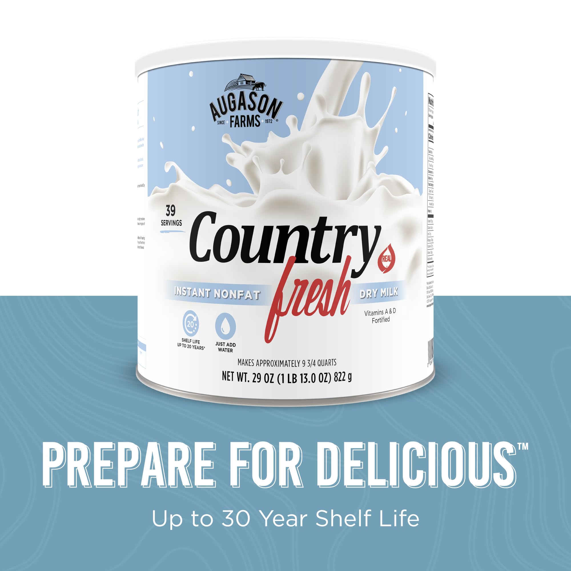 Shelf-stable can supports emergency kit storage.