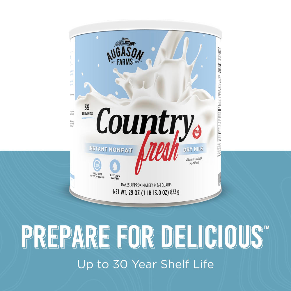 Shelf-stable can supports emergency kit storage.