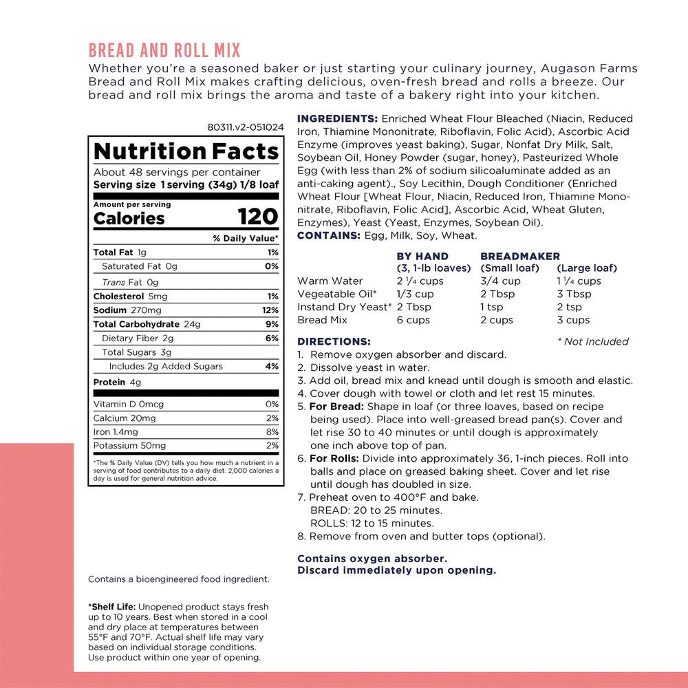 Close-up of the Augason Farms label on the can highlights long-term baking readiness
