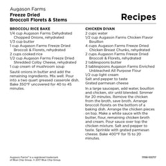 Augason Farms broccoli used in soups and casseroles for easy meals.