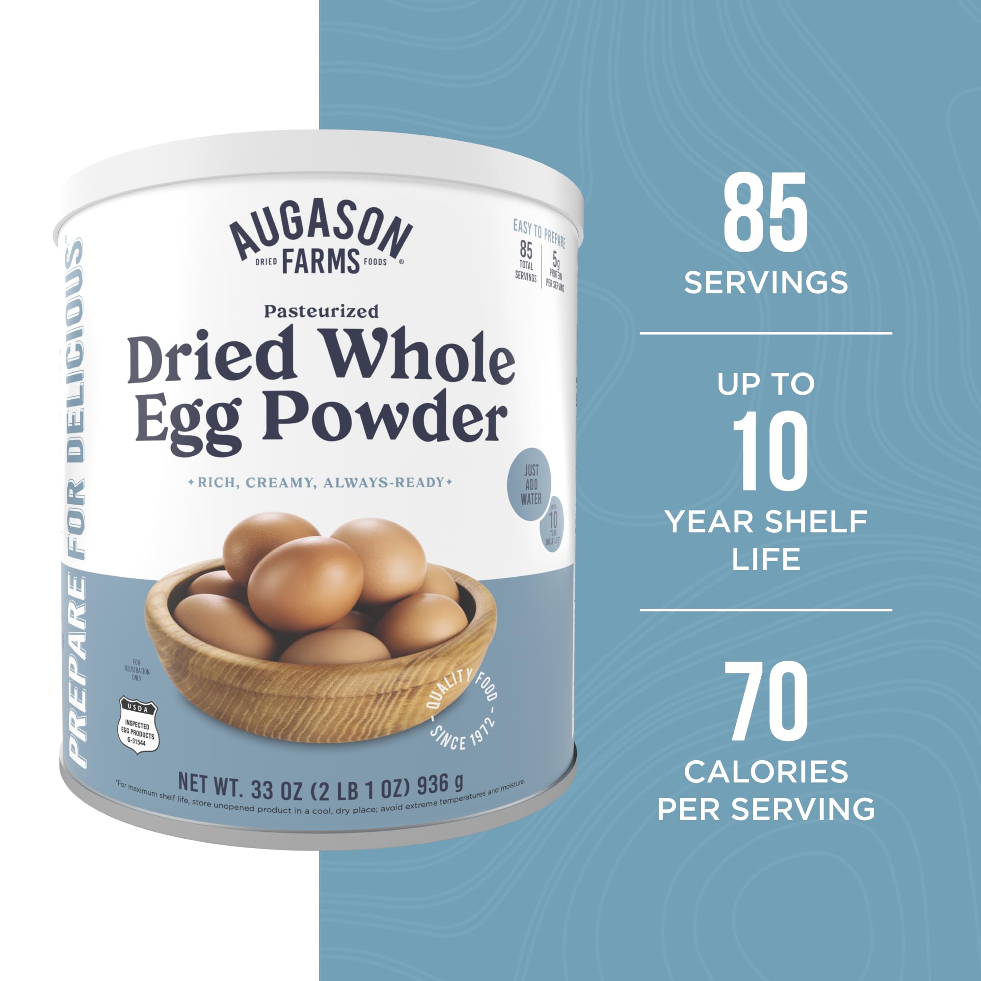 Mixing Augason Farms egg powder for baking and cooking preparation