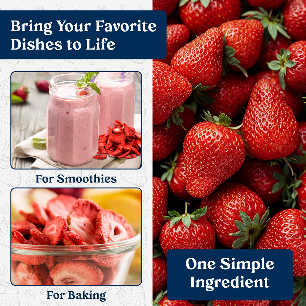 Augason Farms freeze-dried sliced strawberries can; rehydrate for strawberry desserts.