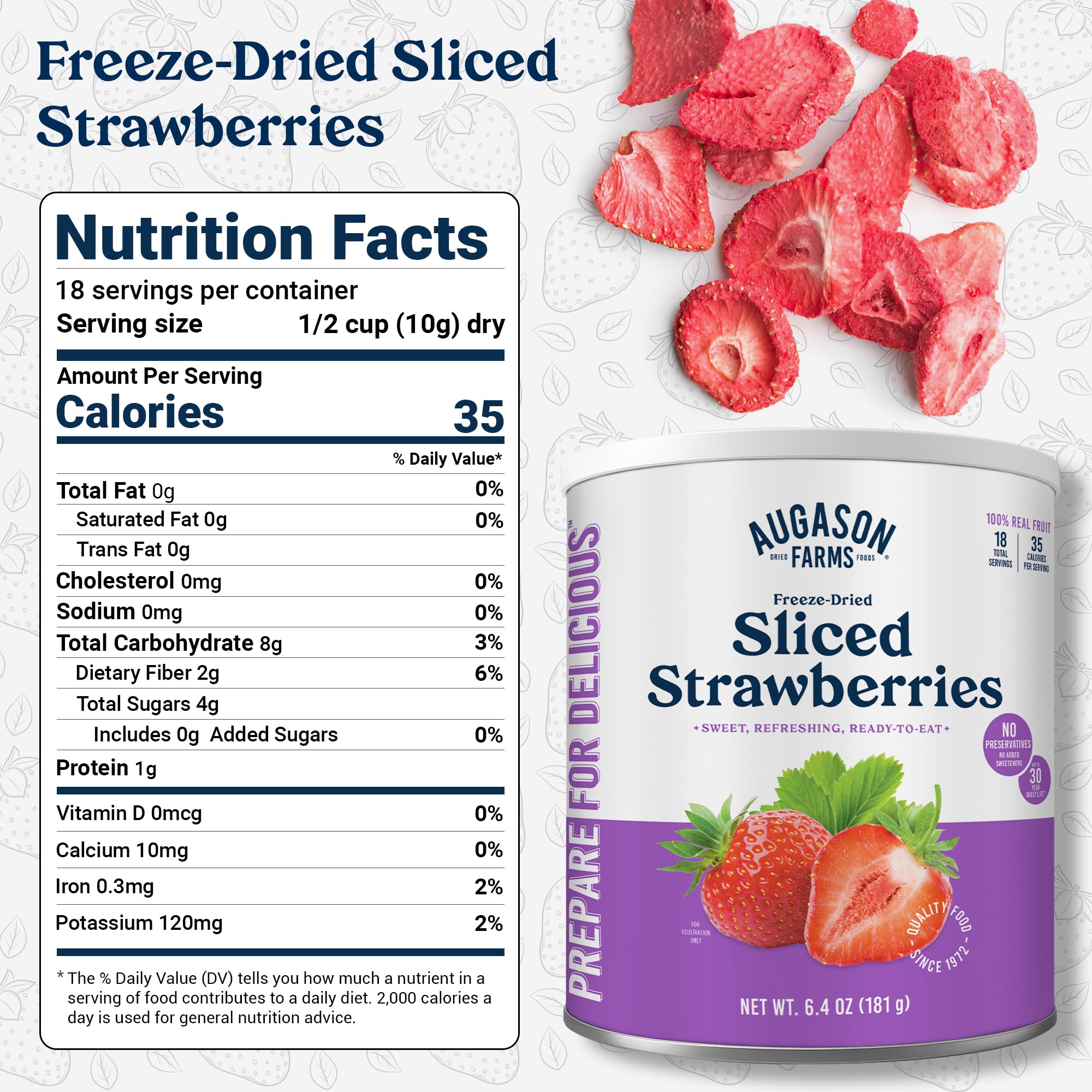 Augason Farms freeze-dried sliced strawberries can; ideal trail mix sweetener.