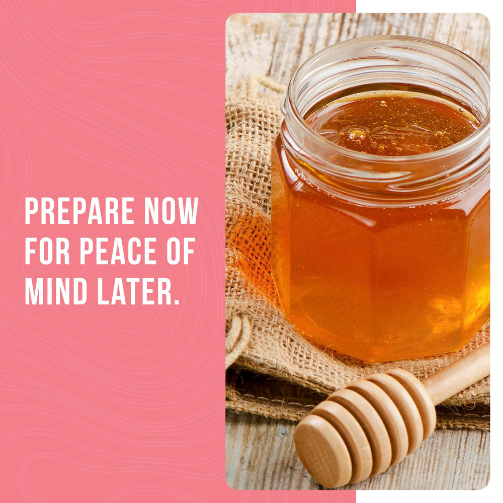 Augason Farms camping-kit honey-sugar powder blend for on-the-go meals.