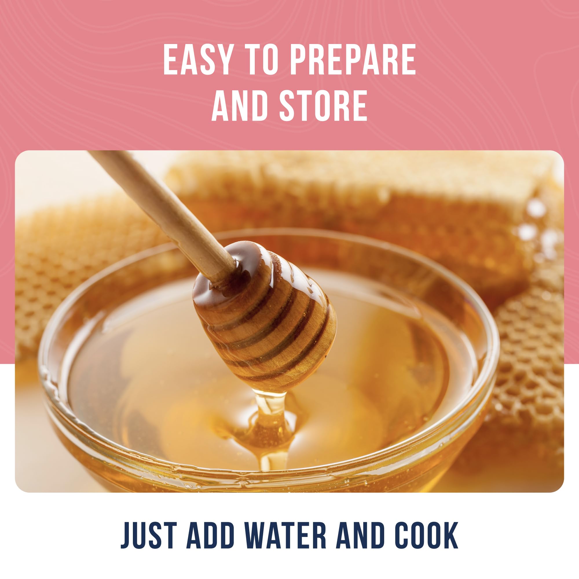 Augason Farms dry-powder honey-sugar mix as sugar substitute in recipes.