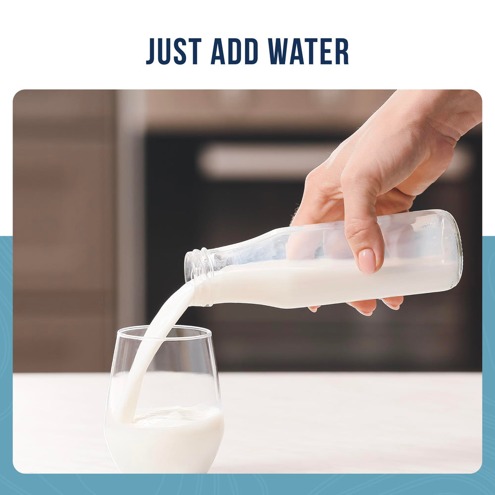 Milk poured over cereal using Augason Farms powder.