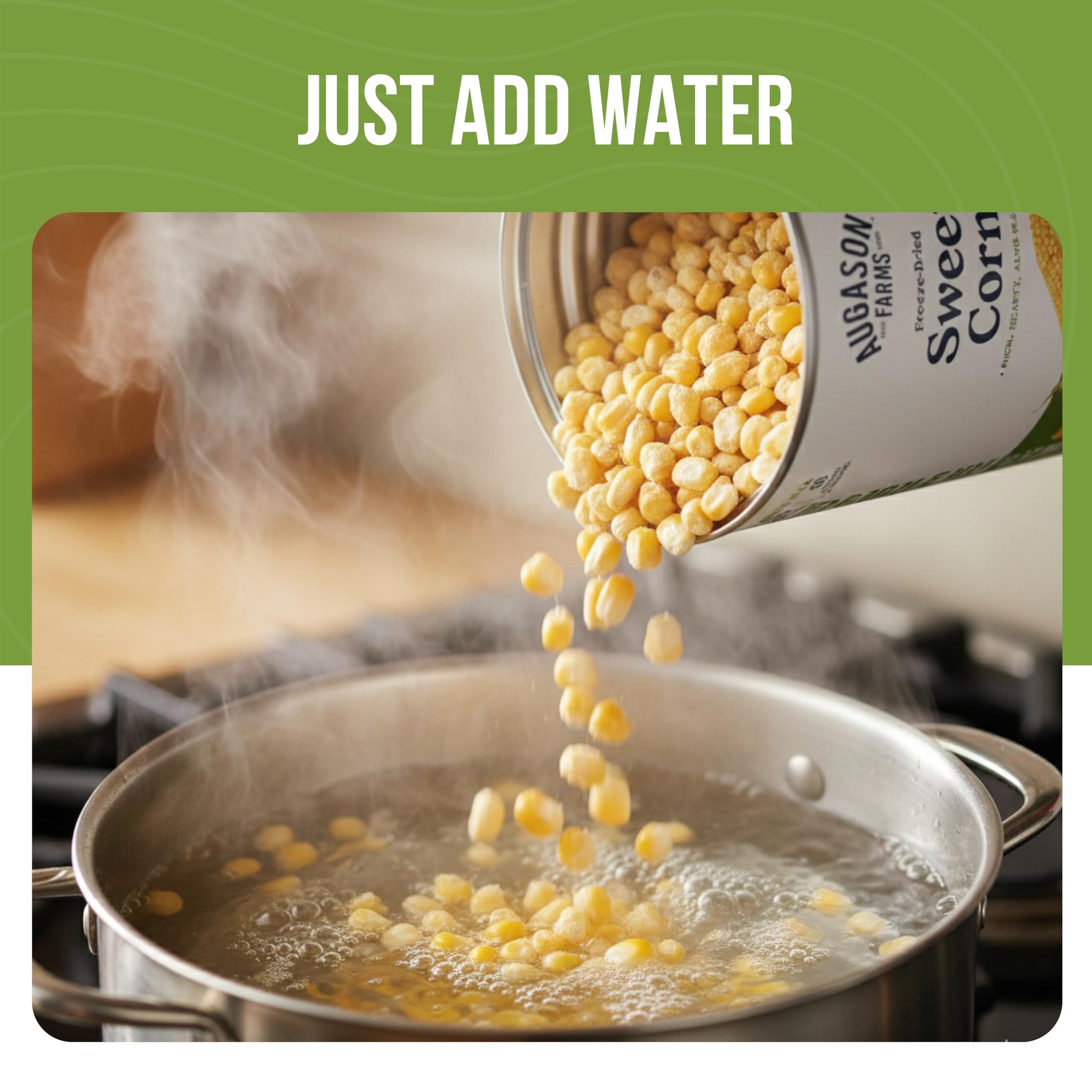Augason Farms sweet corn topping elevates salads with crunch and flavor.