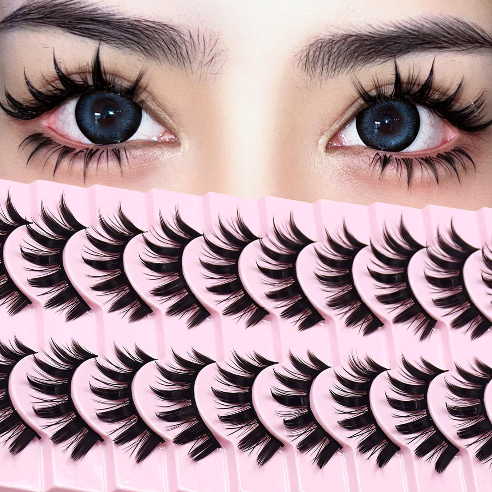 AUGENLI manga lashes 16mm spiky for cosplay drama and bold eyes