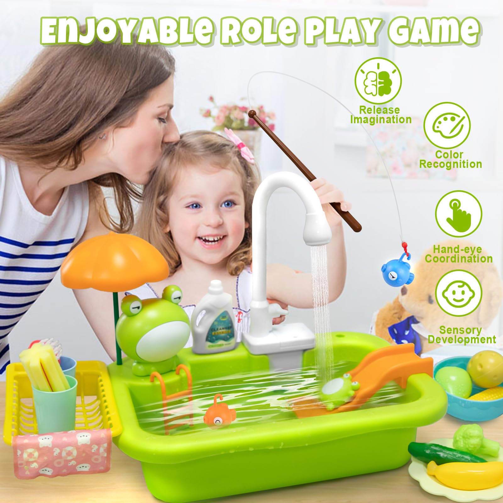 Aukful dishwasher toy enabling dress-up and pretend kitchen scenarios