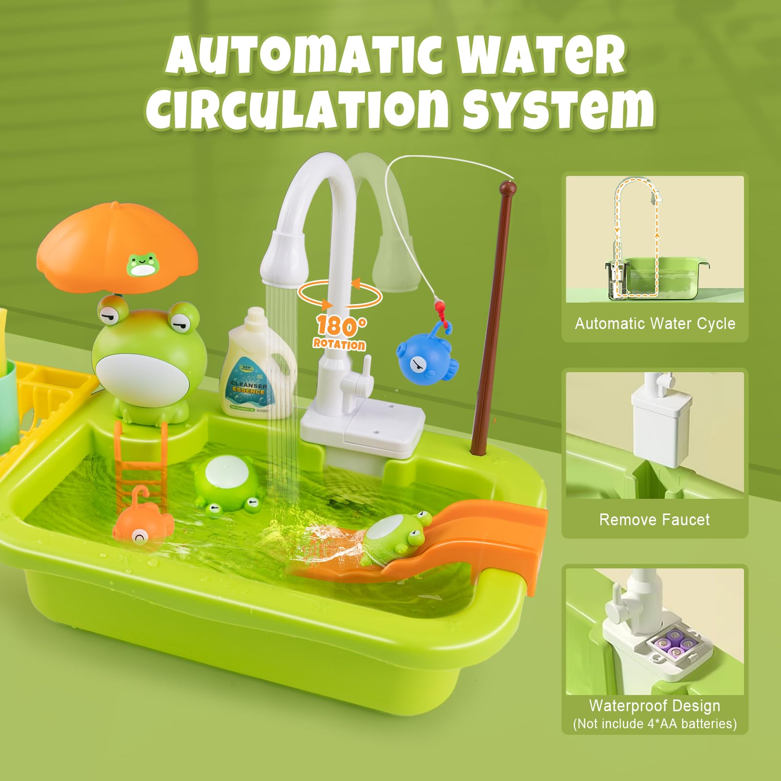 Aukful sink accessories set with cups plates and utensils for imaginative play