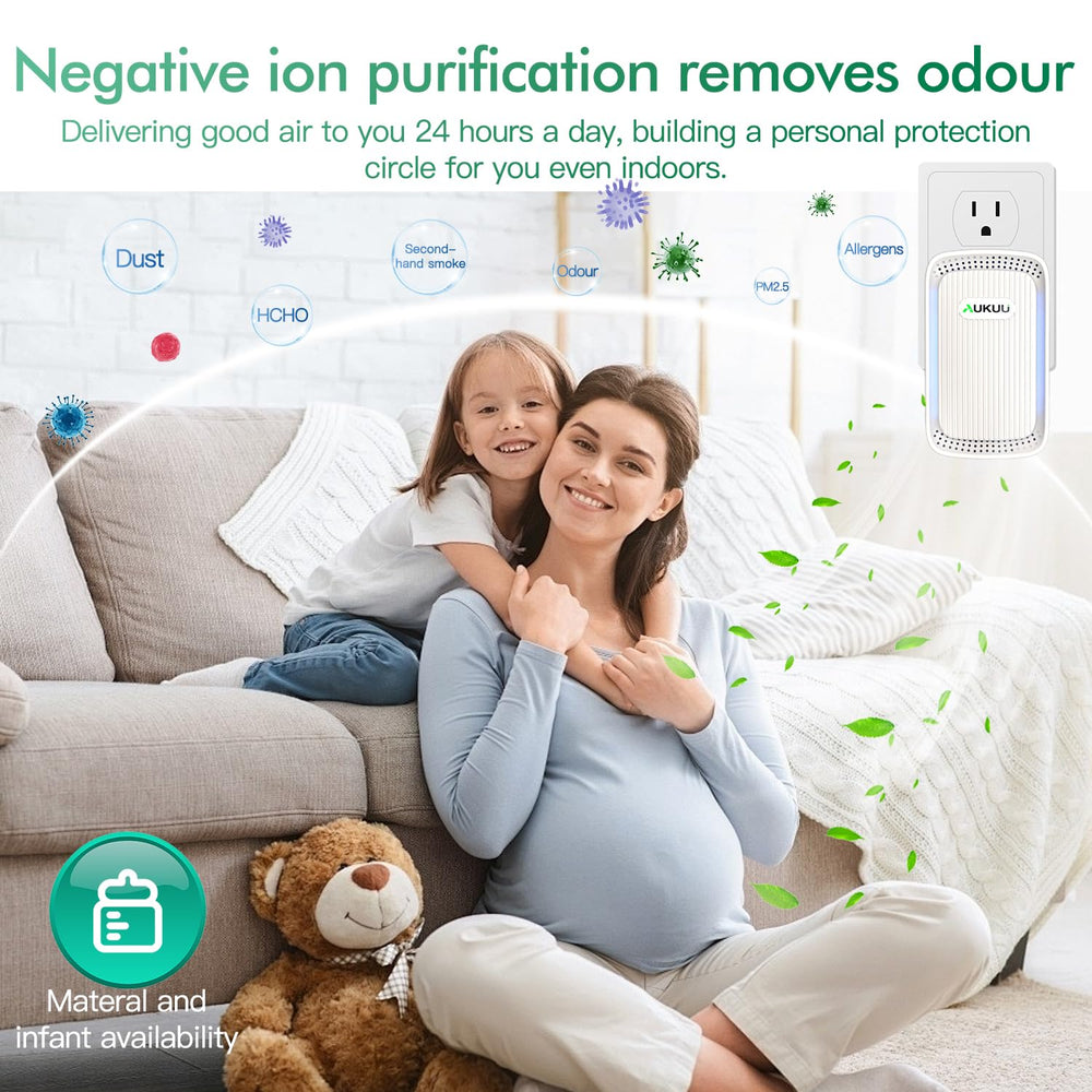 AUKUU odor and smoke removal plug-in purifier for living room scenarios.