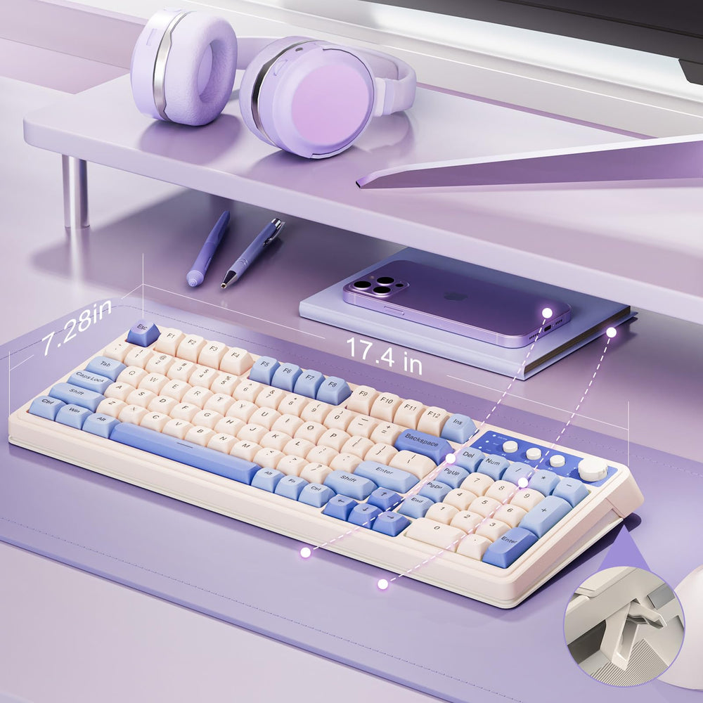AULA 99-Key Keyboard includes a foldable stand for ergonomic typing.