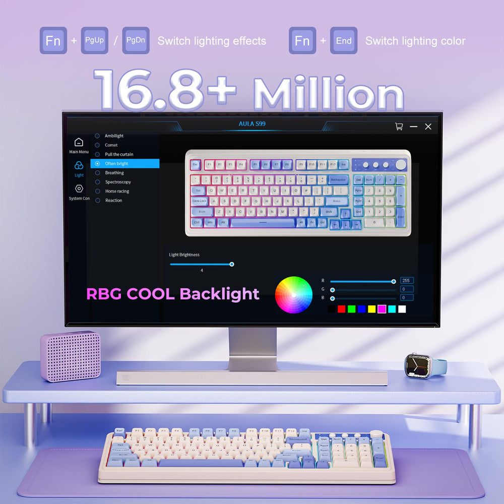 AULA 99-Key Keyboard supports Windows, Mac, Android, iOS for versatile use.